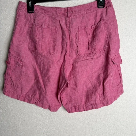 J.Jill Women Size 4 100%‎ Linen Cargo Pink Lightweight High rise shorts - Picture 5 of 6